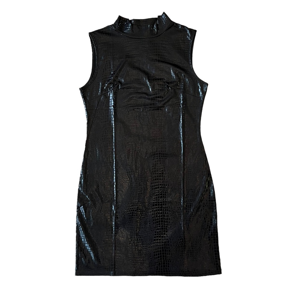 SHEIN Black Snake Skin Fitted Mini Cocktail Dress Size M